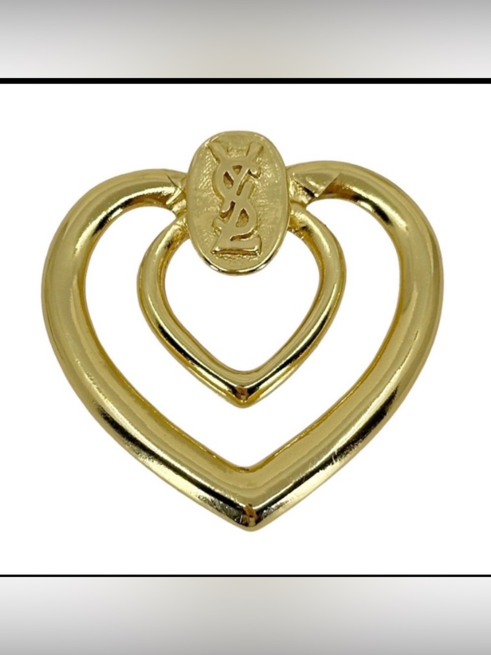 YSL Vintage Gold Heart Scarf Ring